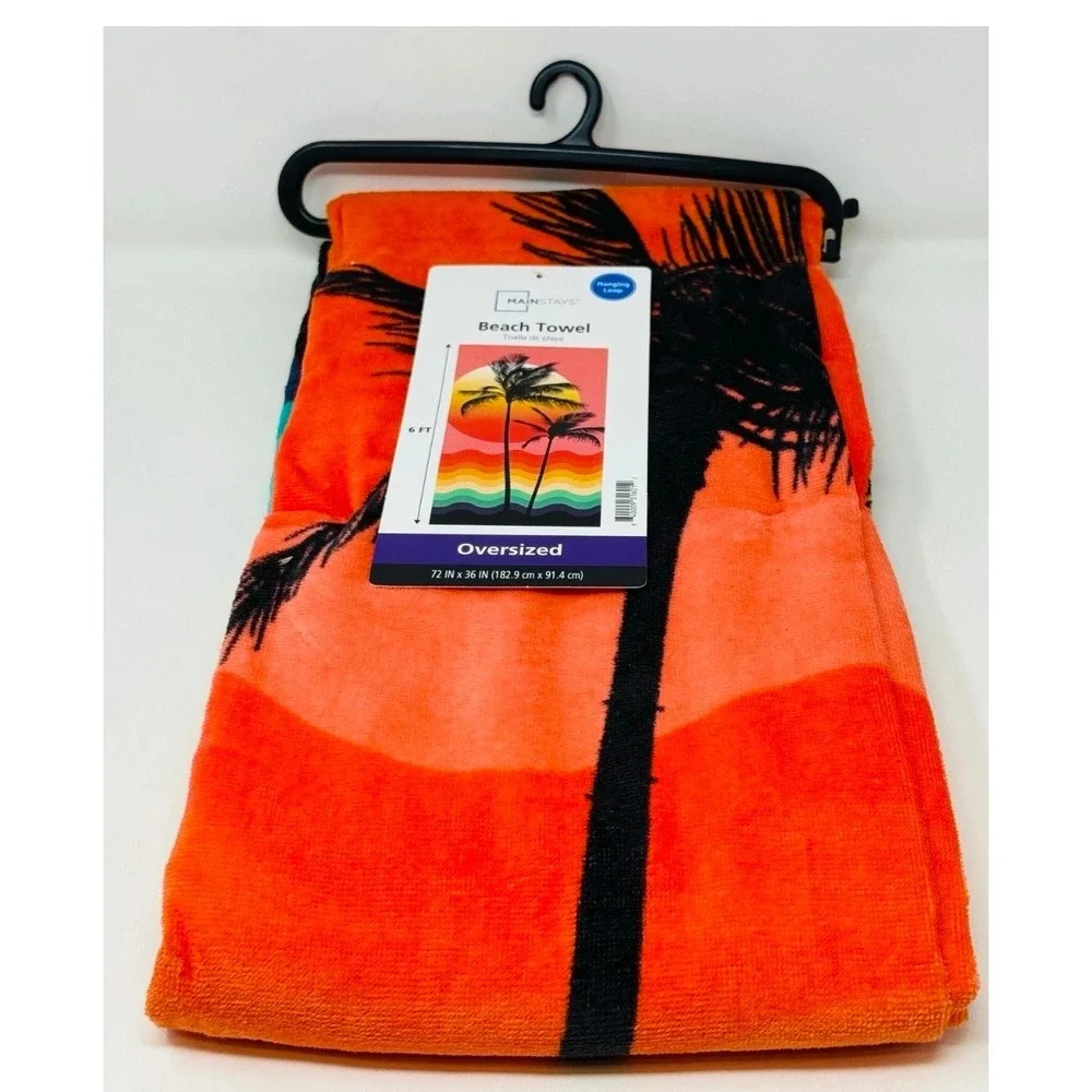 Mainstays Oversized Beach Towel Palm Tree Sunset‎ Waves 72x36